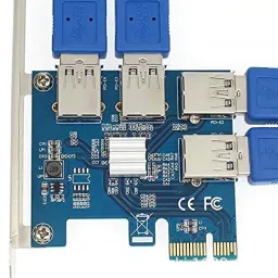 Xsentuals PCI Express Multiplier Riser Card, PCIe 1 to 4 PCI-Express 16X Slots Riser Card PCI-E 1X to External 4 USB 3.0 Adapter Multiplier Card PCIe to 4USB for Bitcoin Mining Device GDDR4 16 GB NVIDIA Chipset 64 bit 120 MHz Graphics Card image 4