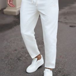 Men Solid White Track Pants-image-46