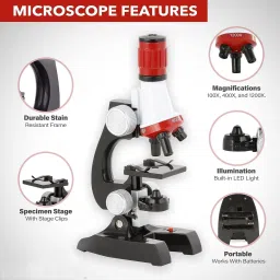 Science Microscope Kits with Slides Educational Beginner Kit with LED-9