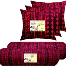 3 Cushion And 2 Microfibre Geometric Bolster Pack of 5-image-23