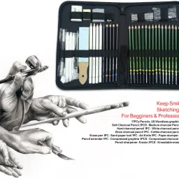 adoere 42 Pcs Sketching and Drawing Professional Art Tool Kit with Zippered Carry Case. image 2