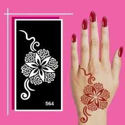 Bloom Motif Mehndi Stencil Sticker For Artistic Hand Work On Festivals-image-74