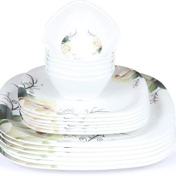 Melamine Square Full Dinner Plates, Small Plates & Veg. Bowl || Mini Dinning Set (Pack of 18, Floral Print) (GF-F-QPB-4-18) Half Plate-16
