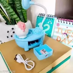 sai 3-in-1 Rechargeable Bathtub Desk Lamp with Pen Holder & Sharpener Study Lamp image 3