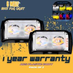 TF4 SIX MODE Yellow/White with Red/Blue 60W DC 9V-60V Dual Lens Fog Light Fog Lamp Car, Motorbike, Truck, Van LED (12 V, 30 W)-1