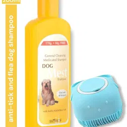 Dog Mest Flea and Tick, Anti-itching Natural Dog Shampoo with Soft Bath Brush Anti-dandruff, Anti-fungal, Anti-itching, Flea and Tick, Conditioning aloe vera, neem face Dog Shampoo-20