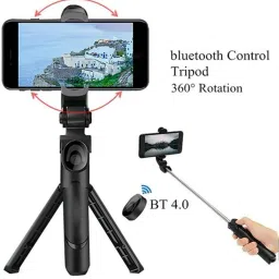 BYPOR XT-02 Adjustable Live Broadcast stand, Bluetooth Selfie Stick Tripod Remote Adjustable Live Broadcast stand, with Viewing Angle 360 Degree Rotation Mount Stand, Handsfor Live/Vlogs Special Design for Streaming, , Online Classes, Streaming, Shooting Field, tablet, mobile phone, camera, etc 3 Axis Gimbal for Mobile image 2