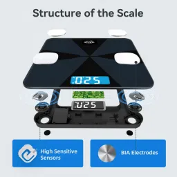 HOFFEN Bluetooth BMI,BMR with 13 Essential Body Parameters Free Bluetooth Mobile APP Weighing Scale image 4