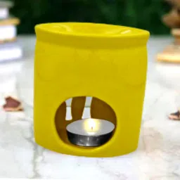 home delight TreeCut Shape Ceramic Yellow Diffuser With 10ml Citrus Fragrance Diffuser Set, Aroma Oil image 5