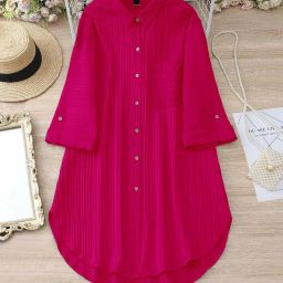 Women Shirt Pink Mini/Short Dress-image-53