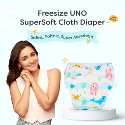 superbottoms Freesize UNO SuperSoft Cloth Diaper with Velcro | With Insert & Extra Booster image 2