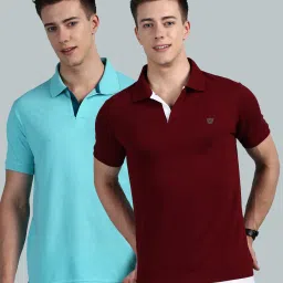 Pack of 2 Men Solid Polo Neck Cotton Blend Multicolor T-Shirt-image-57