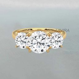 Women’s Round Three Ston Engagement Ring Silver Ring-image-6