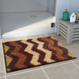 Brown Abstract Polyester 22x15 Inches AntiSkid 1 Door Mat By Athom Living-picture-21
