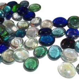 Decorative Round Shape Polished Glass Pebbles Stone (Multi Colour, 900 grams) Polished, Regular, Painted Round Fire Glass Pebbles-image-43