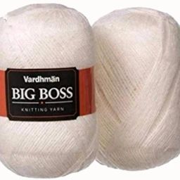 Big boss Wool Hand Knitting Soft Fingering Hank 400gm Off White Shade no-15-15