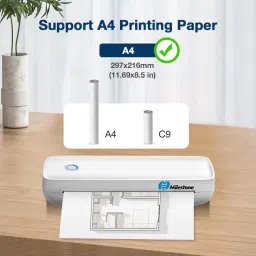 Milestone A80 A4 Size Thermal Printer Bluetooth Smart Wireless, Inkless Thermal Printer, Compatible with Android iOS Phones with 5pcs A4 Size Thermal Roll image 3