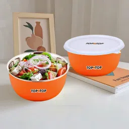 Stainless Steel Storage Bowl Microwave Safe Bowl Set With Lid Dinner Serving Mixing Bowls Each Bowl 450ml,-image-63