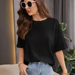 Casual Regular Sleeves Solid Women Black Top-image-54