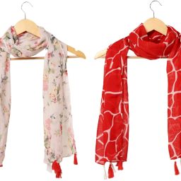 Printed Chiffon Women Multicolor Scarf, Stole, Fancy Scarf-image-36