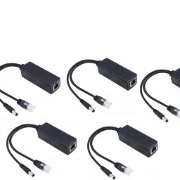 LipiWorld PoE Splitter Power Over Ethernet Adapter Active 48V to 12V for IP Camera IP Phone POE Devices PoE Switches (Pack-5) Lan Adapter-1