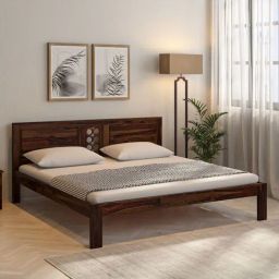 woodsworth from pepperfry Lorenzo Sheesham Wood Queen Size Bed in Scratch Resistant Provincial Teak Finish-picture-24