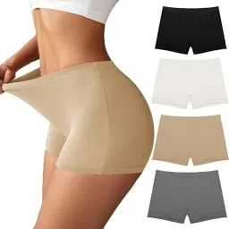 Pack of 4 Solid Women Black, White, Beige, Grey Cycling Shorts, Gym Shorts, Night Shorts, Regular Shorts, Running Shorts, Sports Shorts-image-54
