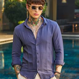 campus sutra Men Regular Fit Self Design Spread Collar Casual Shirt-picture-8