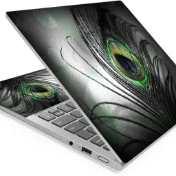 Anweshas Black Feather Full Panel Laptop Skins Upto 15.6 inch - No Residue, Bubble Free - Removable HD Quality Printed Vinyl/Sticker/Cover Self Adhesive Vinyl Laptop Decal 15.6-image-45