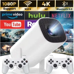 Trending Smart Home 4K HD 1080p Projector With 2 gamepads Android 12 Wifi6 180 Rot (4500 lm) Portable Projector-29