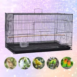 24 Inch Black Birds/Rabbit Cage with Food, Water Cups, Perches Hard Crate Pet Crate-image-68