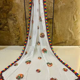 Chiffon Embroidered White Women Dupatta-image-49