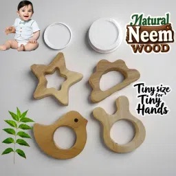 baby gum's relief pack of 4 shapes Natural Neem Wood Teether and Feeder-25