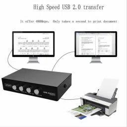 MESHIV 4 Port USB 2.0 Manual Printer Scanner Sharing Switch 34 cm KVM Console image 5