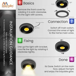 murphy 3W Elite Round LED Surface Cabinet Down Light (Pack of 1) Surface Ceiling Light Ceiling Lamp image 4