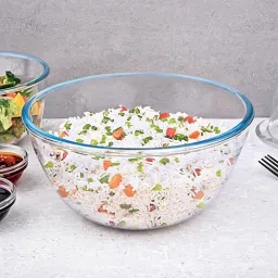 Borosilicate Glass Serving Bowl Glass Bakeware & Mixing Bowl, Round 1 L for Baking Serving Microwave Oven Proof-image-76