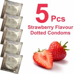 Strawberry Flavour Dotted Condoms 5 Pcs. Condom Condom Condom-image-65