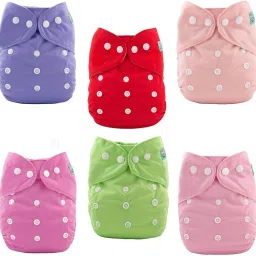 Pack of 6-Baby Multicolor Pocket Diaper / Adjustable or free size Cloth Pocket Diaper/Nappy for child of 0-24months with No insert pad-24
