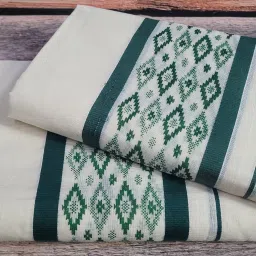 jagasree collections Kerala Kasavu Trendy Womens Set mundu Geometric Print Women Dhoti-image-42