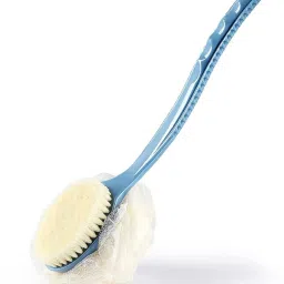 2-in-1 Bath Sponge Dourable Side Back Scrubber Brush Sponge With Handle L-107-19