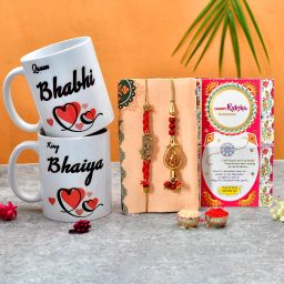 Pack of 6 Ceramic BHAIYA BHABHI Coffee Mug with Designer Rakhi & roli chawal & Rakhi Card (25)-image-86