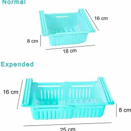 organity Plastic 4 Pcs Expandable Adjustable Fridge Storage Basket Under Shelf Fridge Organiser Rack Space Saver Refrigerator Sliding Drawers - Unbreakable, (Multicolor) Storage Basket image 3