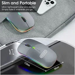 RKMAX Wireless 2.4G + Bluetooth 5.2 RGB Light Type C Charging Port Rechargeable Mouse, Wireless Optical Gaming Mouse with Bluetooth image 3