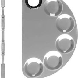 Stainless Steel Makeup Tool Spatula Foundation Mixing palette Half moon shape-31