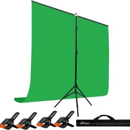 Hiffin ®Green Backdrop 6x9ft with T 6x9ft Kit , 4PC Clips, 1PCs Carry Bag Translucent Reflector Umbrella-17