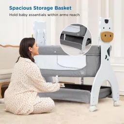 meemee Manual Swing Cradle for Baby with Mosquito Net & Mattress Pad and Wheel Lock image 4