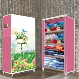 4 Shelf House Tree Look Printed PP Collapsible Wardrobe-image-29