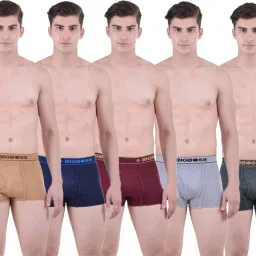 Pack of 5 Combed Cotton Double Pouch Support Solid Men Trunk-picture-21