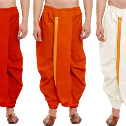 DIAMOND CLUSTER Readymade dhoti for men pack of 3 combo Self Design Men Dhoti-image-100