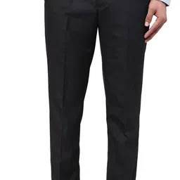 park avenue Men Regular Fit Black Polyester Trousers-picture-22
